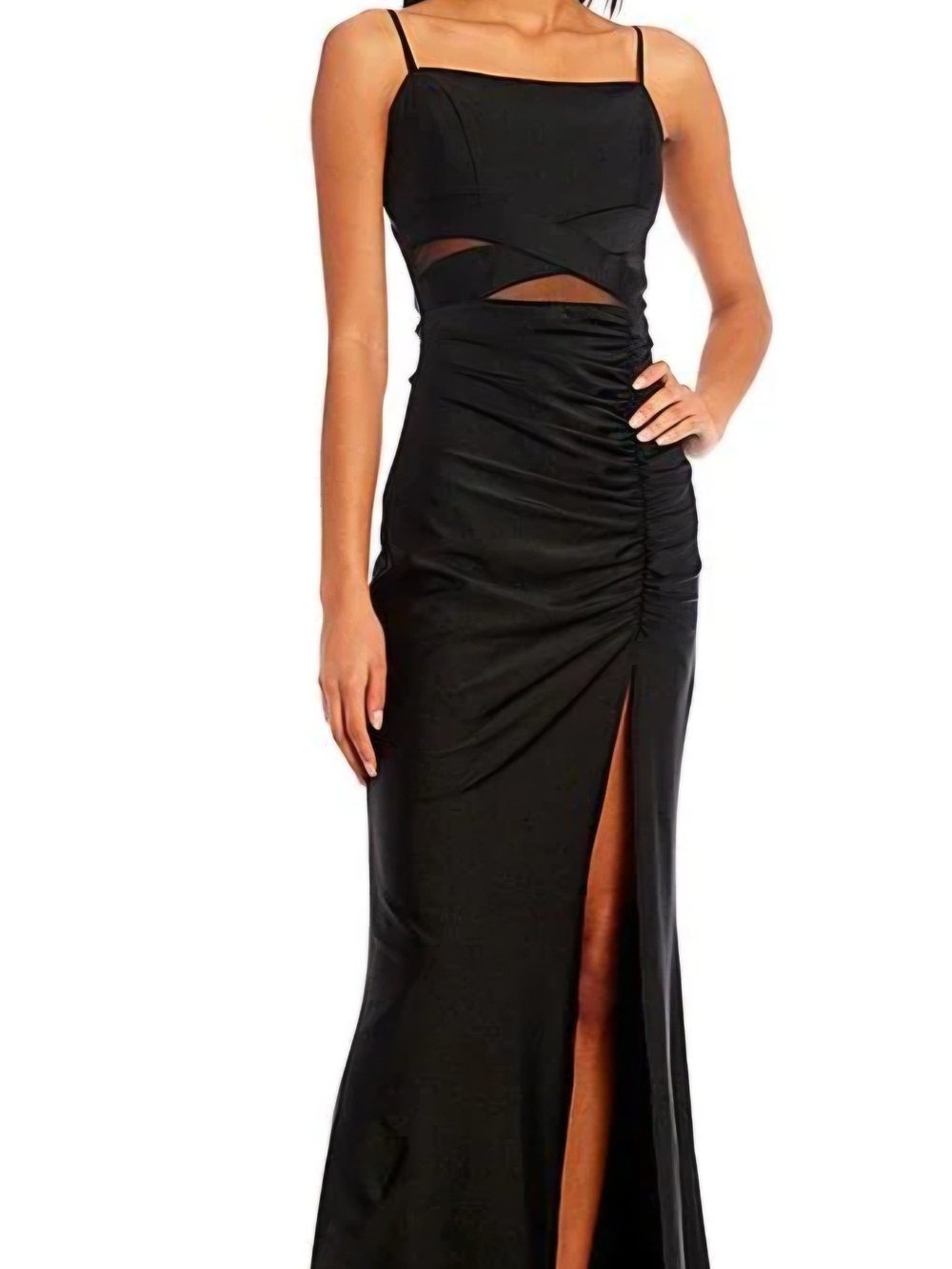 Elegant Black Cutout Maxi Dress with Side Slit